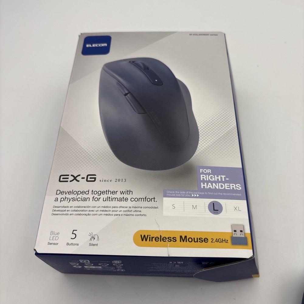 ELECOM Wireless Ergonomic Shape Mouse 2.4GHz with Mini USB Receiver Silent L
